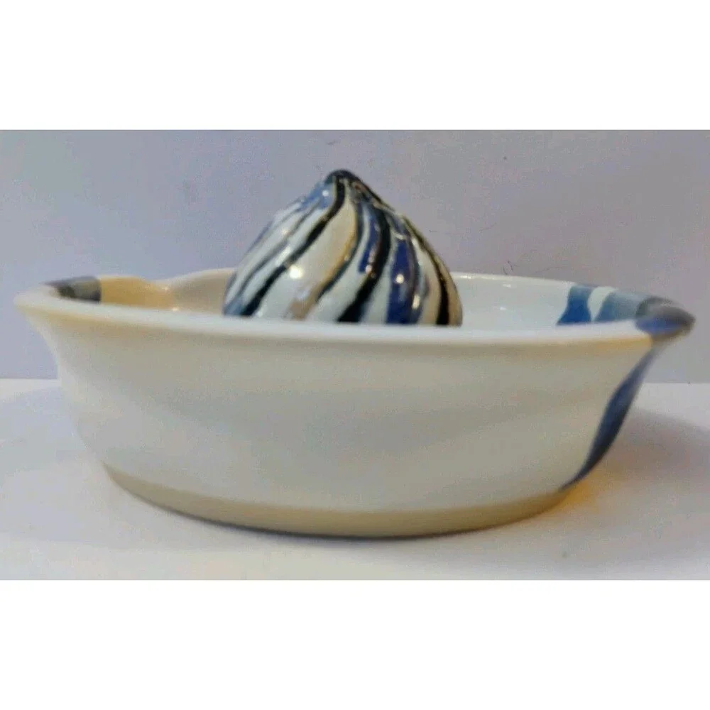 Vintage Signed Serrafino Studio Art Pottery Citrus Juicer Lemon Reamer